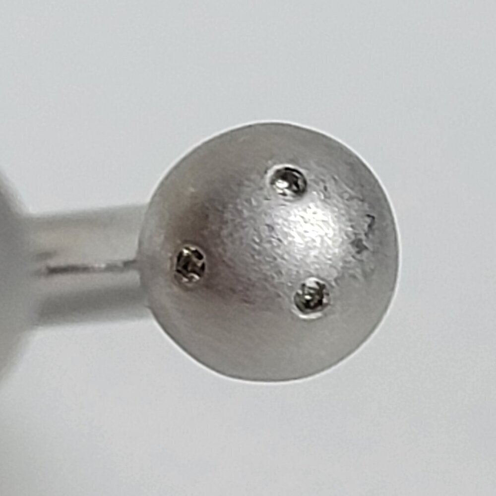 Diamond Accent Ball Charm Sterling Silver Cuff Bracelet 7 Inch - Picture 4 of 9
